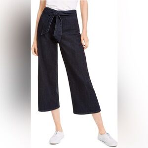 Oat Wide-Leg Tie-Waist Jeans Dark Rinse NWT Size 25